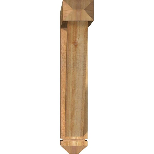 Traditional Arts And Crafts Rough Sawn Bracket W/ Offset Brace, Western Red Cedar, 6W X 32D X 32H